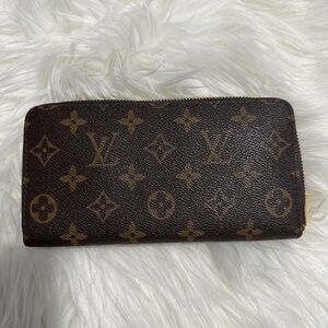 Monogram Zip-Around Wallet in Brown designer inspired